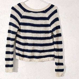 Navy Blue White Striped Sweater